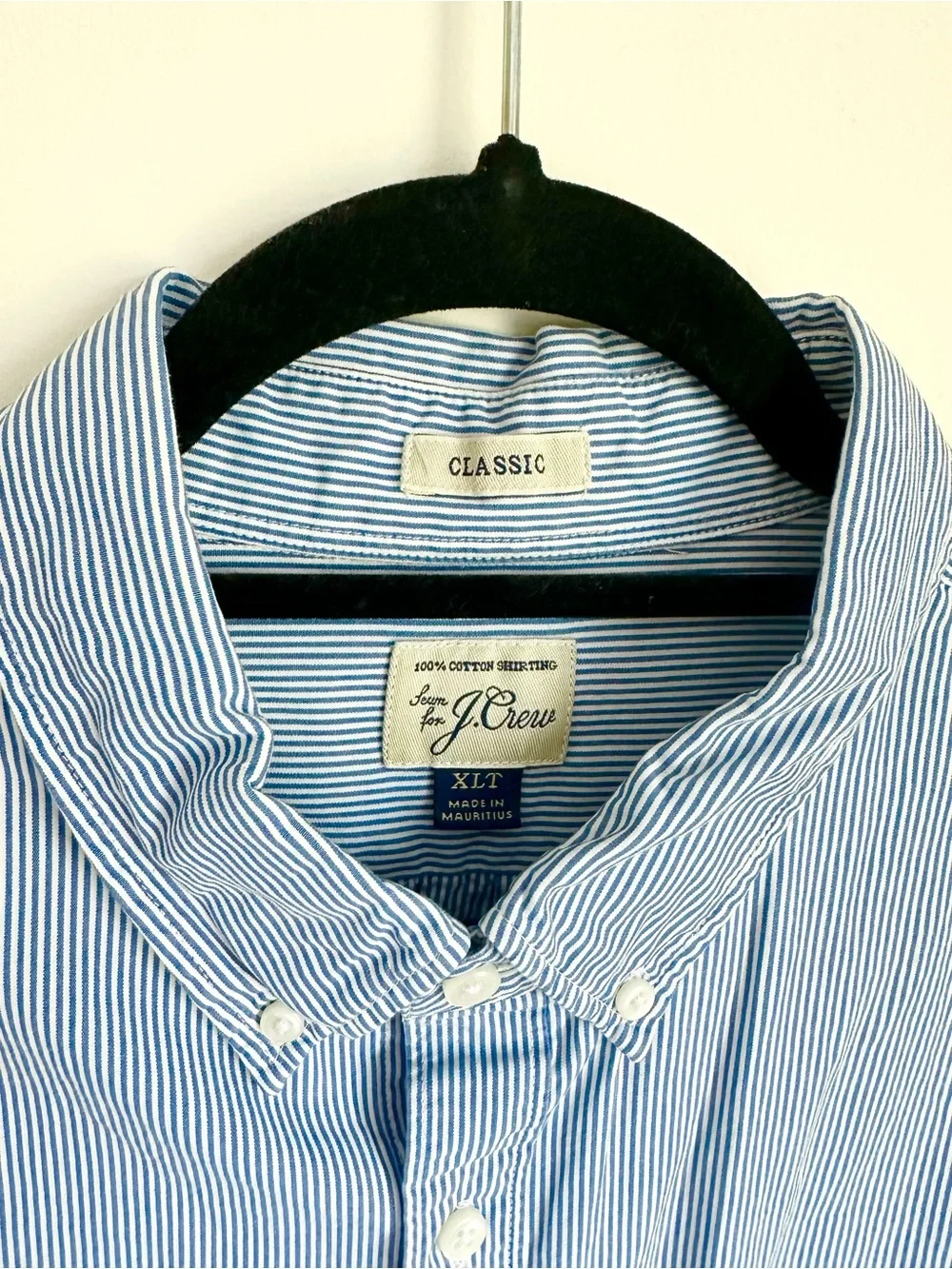 J. CREW Men’s Classic Fit Blue Striped Button-Down Shirt Size XL Tall